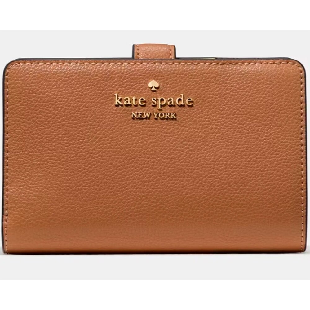 S Kate Spade Medium Bifold Wallet Brown Delicate Pebbled Leather KN751 NWT $199